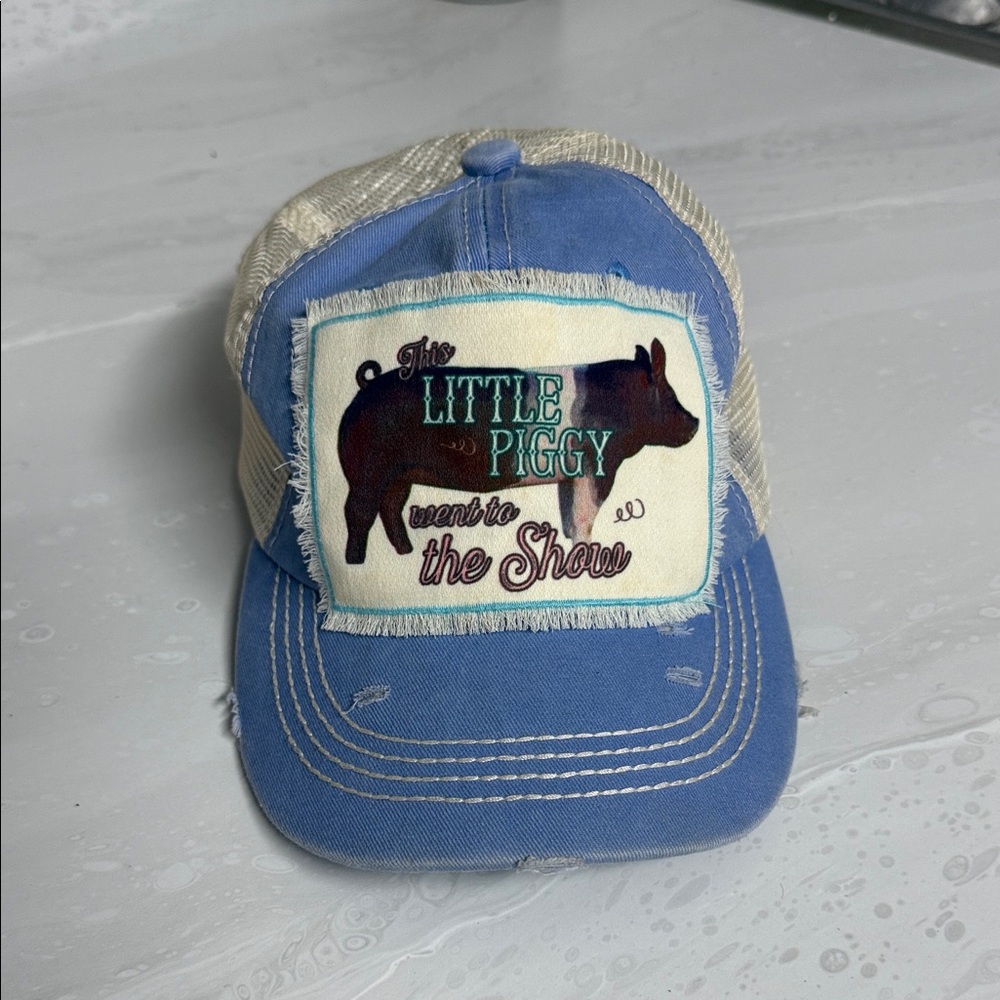 Blue and Cream Mesh Trucker Hat